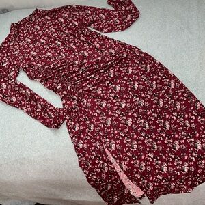 Dual Nature Midi Floral Dress XL Stretchy Mock Maternity Comfortable Fitted